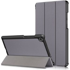 Voor Lenovo Tab M8 Custer Texture Horizontal Flip Smart TPU Lederen Case met drie opvouwbare houder (grijs)