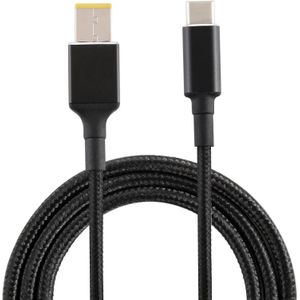 Big Square Man naar USB-C / Type-C Mannelijke Nylon Weave Power Charge Cable voor Lenovo  kabellengte: 1 7 m