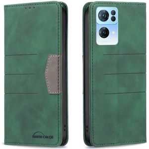 For OPPO Reno7 5G Global Magnetic Splicing Leather Phone Case(Green)