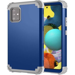 Voor Samsung Galaxy A71 5G PC + Siliconen Driedelige Shockproof Protection Case(Blauw)