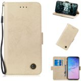 Multifunctionele horizontale Flip retro lederen draagtas met kaartsleuf & houder voor Galaxy S10 PLUS (goud)