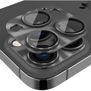 Voor iPhone 15 Pro / 15 Pro Max ENKAY Aluminium Gehard Glas Lens Cover Film(Zwart)