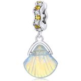 S925 Sterling Silver Iridescent Shell Pendant DIY Bracelet Necklace Accessories