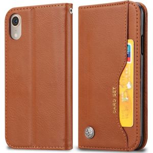 Knead huidtextuur horizontale Flip lederen case voor iPhone XR  met foto frame & houder & kaartsleuven & portemonnee (bruin)
