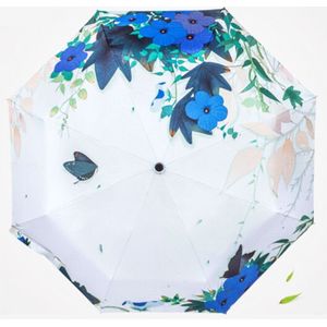 Creatieve frisse stijl drie vouwen In Flower Butterfly dans patroon zilveren Tape Anti Ultraviolet zonnescherm paraplu
