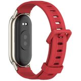 Voor Xiaomi Mi Band 8 Mijobs Flat Hole ademende siliconen horlogeband (rood + licht goud)