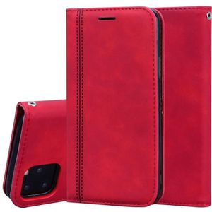 Voor iPhone 11 Pro Frosted Business Magnetische Horizontale Flip PU Lederen Case met Holder & Card Slot & Lanyard(Rood)