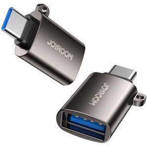 JOYROOM S-H151 2A USB-C / Type-C Male naar USB Female OTG Adapter (Zwart)
