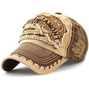 JAMONT 12970 Tiger Head Patroon Sun Hat Borduurwerk Baseball Cap Cotton Outdoor Leisure Cap  Grootte: One Size (Koffie)