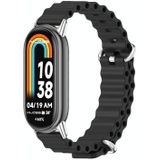 Voor Xiaomi Mi Band 8 Mijobs Marine siliconen ademende horlogeband (zwart zilver)