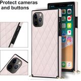 Elegant Rhombic Pattern Microfiber Leather + TPU Shockproof Case met Crossbody Strap Chain voor iPhone 11 Pro (Pink)