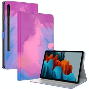 For Samsung Galaxy Tab S7 11 inch T870 / T875 / T876B Voltage Watercolor Pattern Skin Feel Magnetic Horizontal Flip PU Leather Case with Holder & Card Slots & Photo Frame(Purple Red)