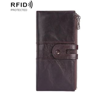 Retro dames RFID portemonnee lederen lange mobiele telefoon tas (paarse koffie kleur)