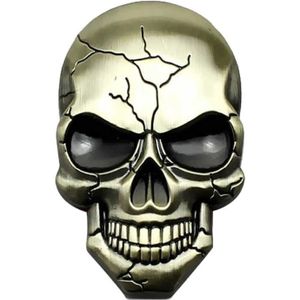 Drie-dimensionale duivel Skull Metal Car Sticker (Bronze)