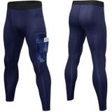 Camouflage Pocket Training Running Fast Dry High Elastic Sports Casual Tights (Kleur: Navy Blue Size:XL)