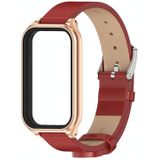 Voor Redmi Band 2 Mijobs Metal Shell Microfiber PU lederen horlogeband (rood ros goud)