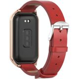 Voor Redmi Band 2 Mijobs Metal Shell Microfiber PU lederen horlogeband (rood ros goud)