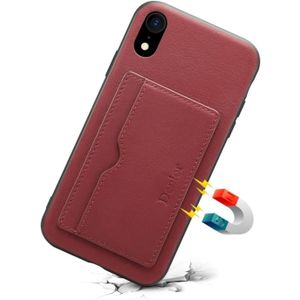 Voor iPhone XS Max Denior V3 Luxury Car Cowhide Lederen Beschermhoes met Houder & Card Slot (Donkerrood)