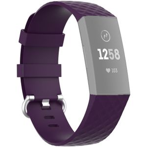 22mm Silver Color Buckle TPU Polsband horlogeband voor Fitbit Charge 4 / Charge 3 / Charge 3 SE (Donkerpaars)