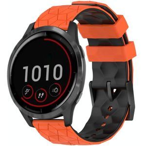 Voor Garmin Vivoactive4 22 mm voetbalpatroon tweekleurige siliconen horlogeband (oranje + zwart)
