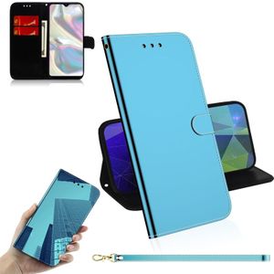 Voor Galaxy A70e Lmitated Mirror Surface Horizontal Flip Leather Case met Holder & Card Slots & Wallet & Lanyard(Blue)