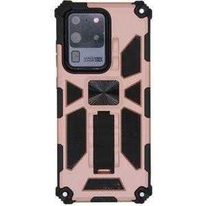 Voor Galaxy S20 Ultra Shockproof TPU + PC Magnetic Protective Case met houder (Rose Gold)