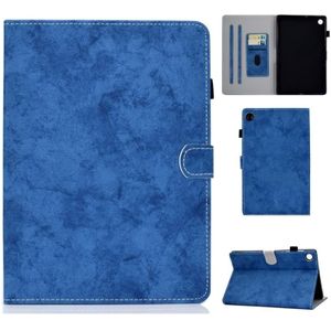 Voor Lenovo Tab M10 Plus TB-X606F Marble Style Cloth Texture Tablet PC Beschermende lederen kast met Bracket & Card Slot & Anti Skid Strip & Wake-up / Sleep Function(Blue)
