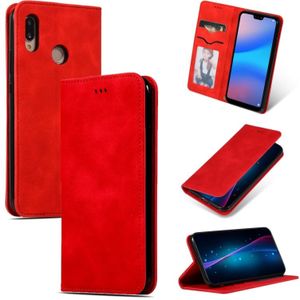 Retro huid voelen Business magnetische horizontale Flip lederen case voor Huawei P20 Lite (rood)