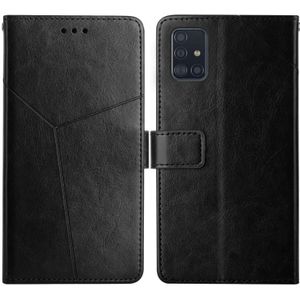 Voor Samsung Galaxy A71 5G Y Stitching Horizontale Flip Leren Case met Houder & Card Slots & Portemonnee & Fotolijst (Zwart)