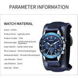 Ochstin 7234 Multifunctioneel zakelijk lederen polspols waterdicht quartz horloge (blauw + blauw)