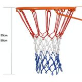 2 paren buiten ronde touw basketbalnet  kleur: 5 0 mm zwaar polyester (wit rood blauw)