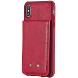 Voor iPhone XS Max Vertical Flip Shockproof Leather Protective Case met Long Rope  Support Card Slots & Bracket & Photo Holder & Wallet Function(Red)