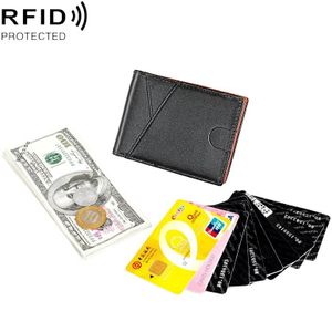 9653SN Men and Women Two-fold RFID Anti-theft Genuine Leather Wallet with Y-shaped Front Pocket(Orange)