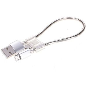 24cm 2A Micro USB + USB-C / Type-C aan flexibele Data USB laad Kabel  Voor Galaxy  Xiaomi  Huawei  LG  HTC en andere Smart Phones  Oplaadbare apparaten (zilver)