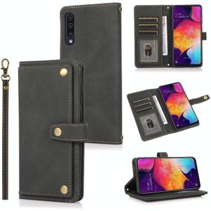 Voor Samsung Galaxy A50 / A30S / A50S PU + TPU Horizontale Flip Lederen Case met Houder & Card Slot & Portemonnee & Lanyard (Zwart)