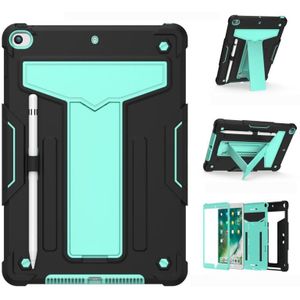 Voor iPad 10.2 / iPad Pro 10 5 T-vormige bracket contrastkleur schokbestendige pc + siliconen platte beschermhoes (Zwart+Mint Geen)