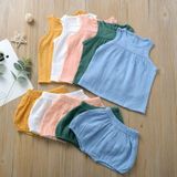 Kinderen multicolor vest + grote PP shorts tweedelige pak (Kleur: Blauw Maat: 70)