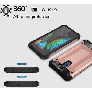 LG K10 Robuust pantser beschermend TPU + plastic back cover Hoesje (roze goudkleurig)