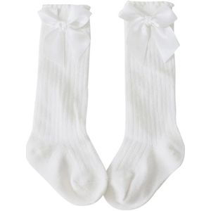 Kinderen sokken peuters meisjes grote boog knie hoge lange zachte katoen kant baby sokken  maat: M (roze)