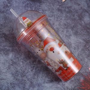 500ml Kerstman Cartoon Draagbare Plastic Beker Dubbele Micro Landschap Sap Cup (Stijl 3)