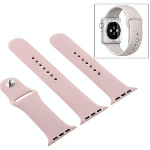 Voor Apple Watch Series 6 & SE & 5 & 4 40mm / 3 & 2 & 1 38mm High-performance Ordinary &Longer Rubber Sport Watchband with Pin-and-tuck Closure (Sand Pink)