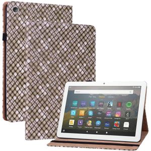Voor Amazon Kindle Fire HD8 Color Weave Lederen Tablet Case met Houder (Brown)