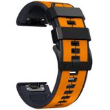 Voor Garmin Fenix 5X Plus 22 mm siliconen sport tweekleurige horlogeband (oranje + zwart)