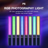 LUXCeo P6 RGB Kleurrijke Foto LED Stick Video Light Handheld APP Control Full Color LED Fill Light (Zwart)