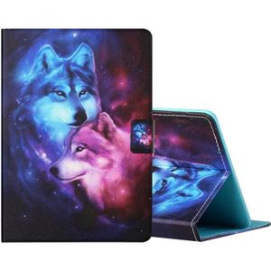 Voor 10 inch Tablet PC Universal Colored Drawing Horizontale Flip Lederen Case met Holder & Card Slots(Wolf)