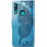 Butterfly Love bloemen relif horizontale Flip lederen case voor Huawei P Smart Z met houder & kaartsleuven & portemonnee & Lanyard (blauw)