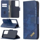 Voor Samsung Galaxy S30 Ultra Matching Color Crocodile Texture Horizontale Flip PU Lederen case met Wallet & Holder & Card Slots(Blauw)