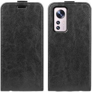 Voor Xiaomi 12 R64 Textuur Verticale Flip Lederen Telefoon Case (Zwart)