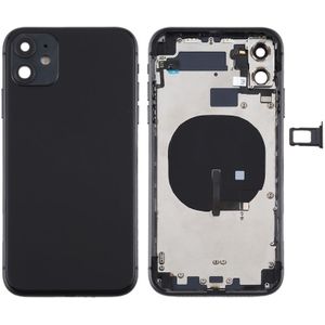 Battery Back Cover (met Side Keys & Card Tray & Power + Volume Flex Cable & Wireless Charging Module) voor iPhone 11(Zwart)
