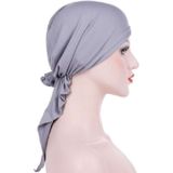 Gebogen twee staart wrap cap tulband hoed  grootte: M (56-58cm)(Grijs)